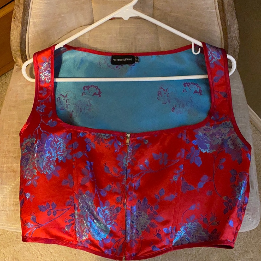 Red and blue crop top from pretty little thing